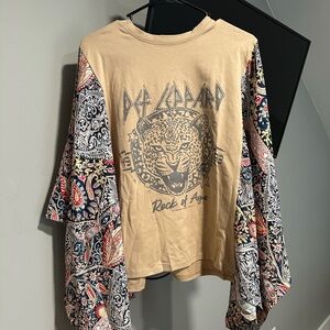 Boho Def Leppard Graphic Long Sleeve Shirt